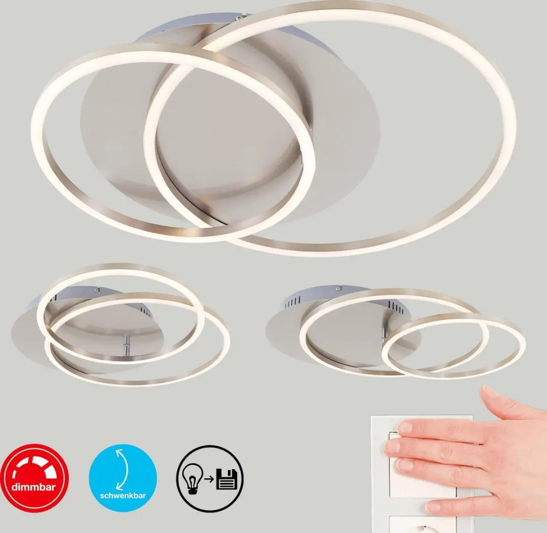 Briloner Frame Plafondlamp - 3.200 Lumen 3000K - Mat Nikkel Ø30cm