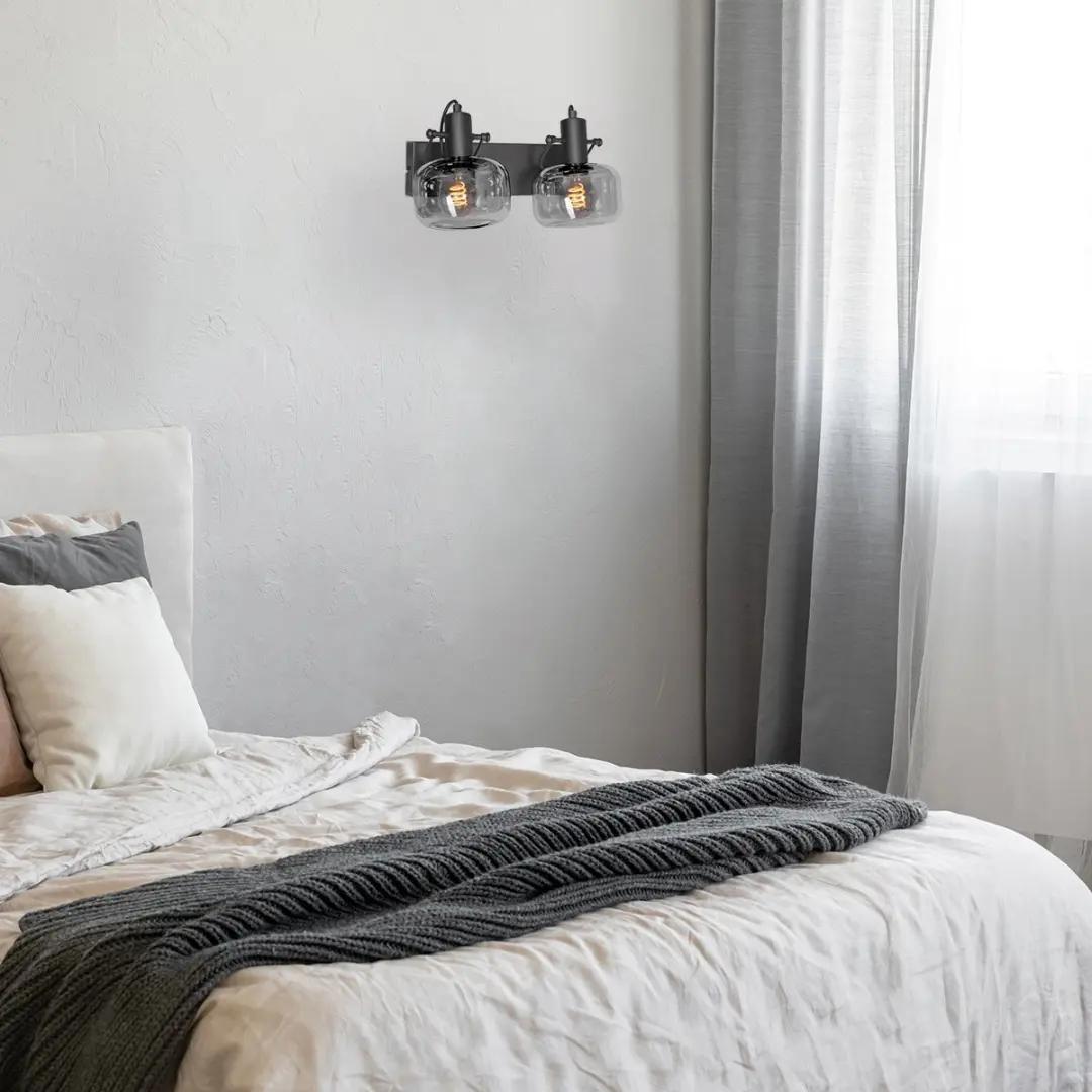 Steinhauer Glaslic 3865ZW Wandlamp - 2 Lichtpunten - Zwart - afbeelding 6 van 6