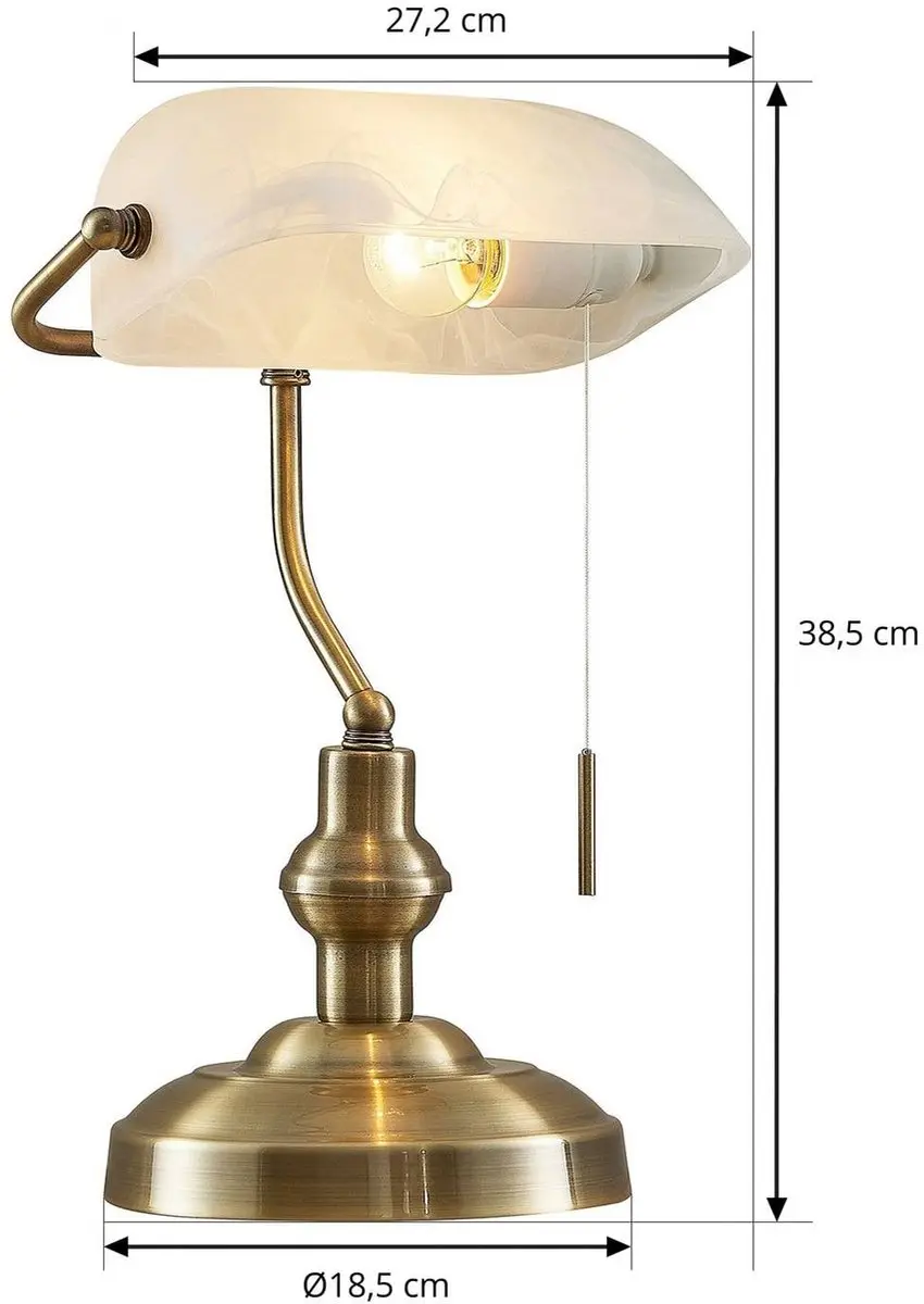 Lindby Bureaulamp Brons/Opaalwit - Staal/Glas - 38,5 cm - E27