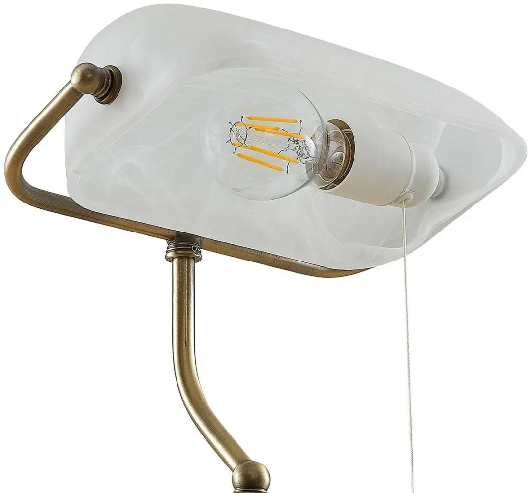 Lindby Bureaulamp Brons/Opaalwit - Staal/Glas - 38,5 cm - E27