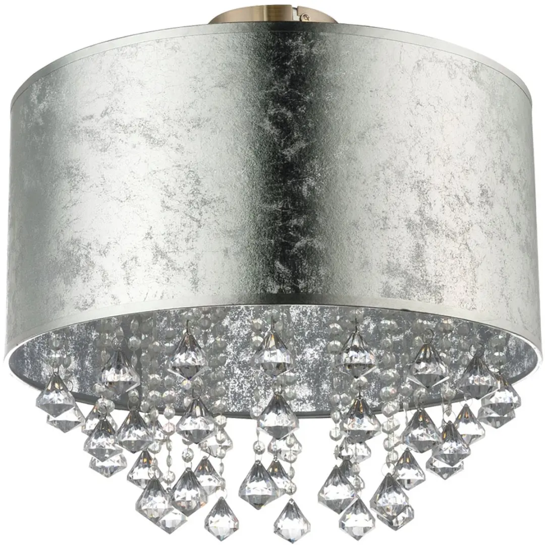 Globo Plafondlamp Kristallen Rond Zilver 30x31cm