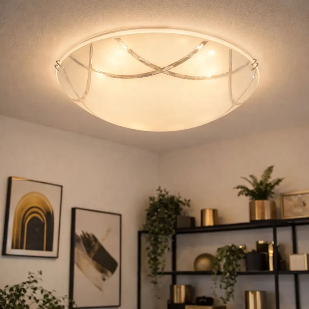 Globo LED Plafondlamp 8W 640lm Warm Wit - Ø25cm - Chroom/Nikkel/Opaal