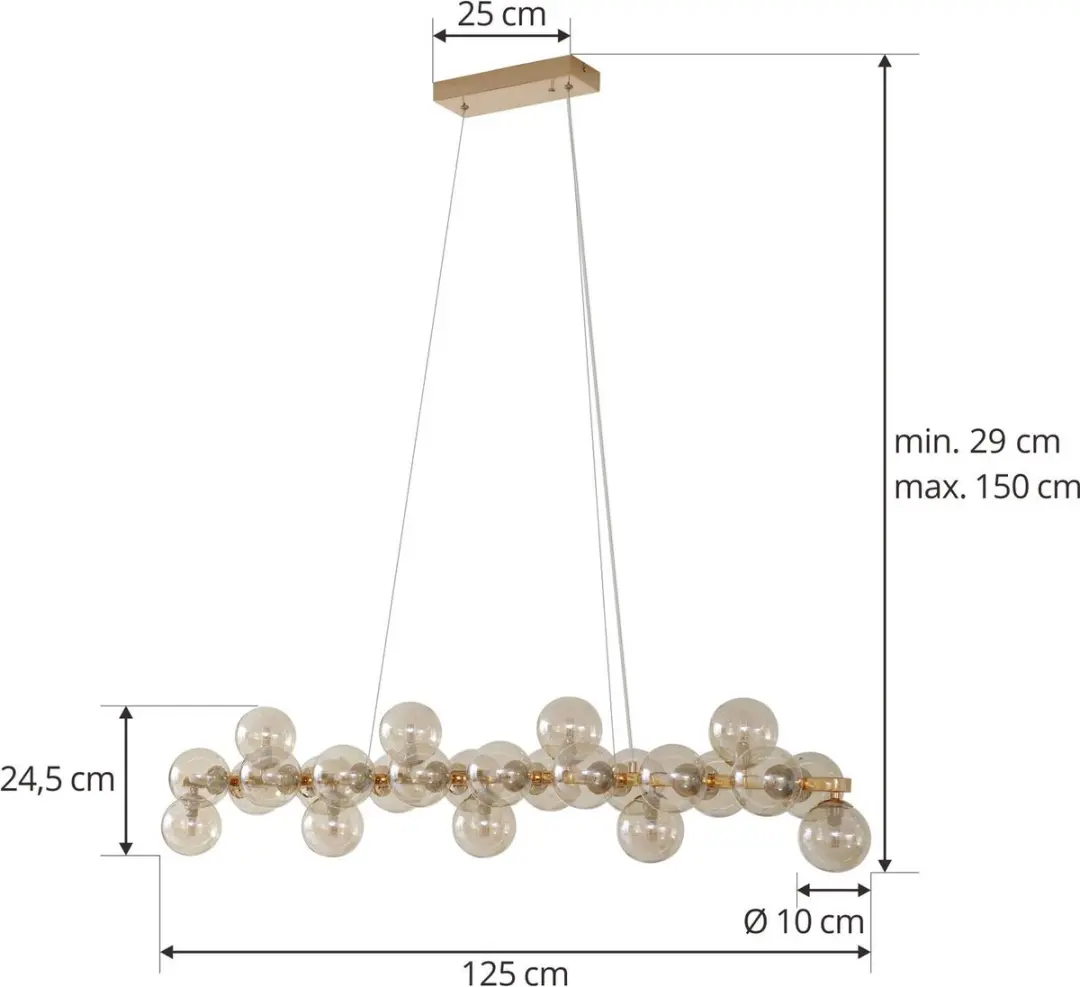 Lucande Hanglamp 25xG9 8W - Goud/Cognac
