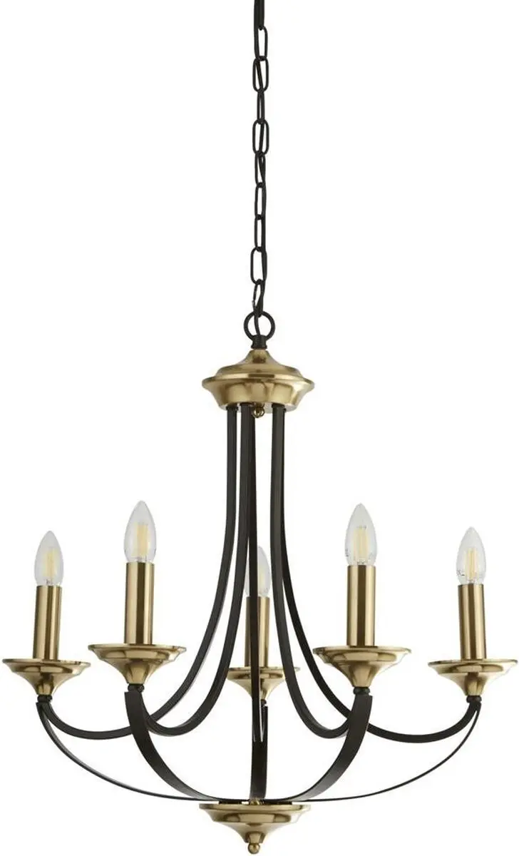 Searchlight Belfry Kroonluchter 5 Lichts - Brons/Bruin