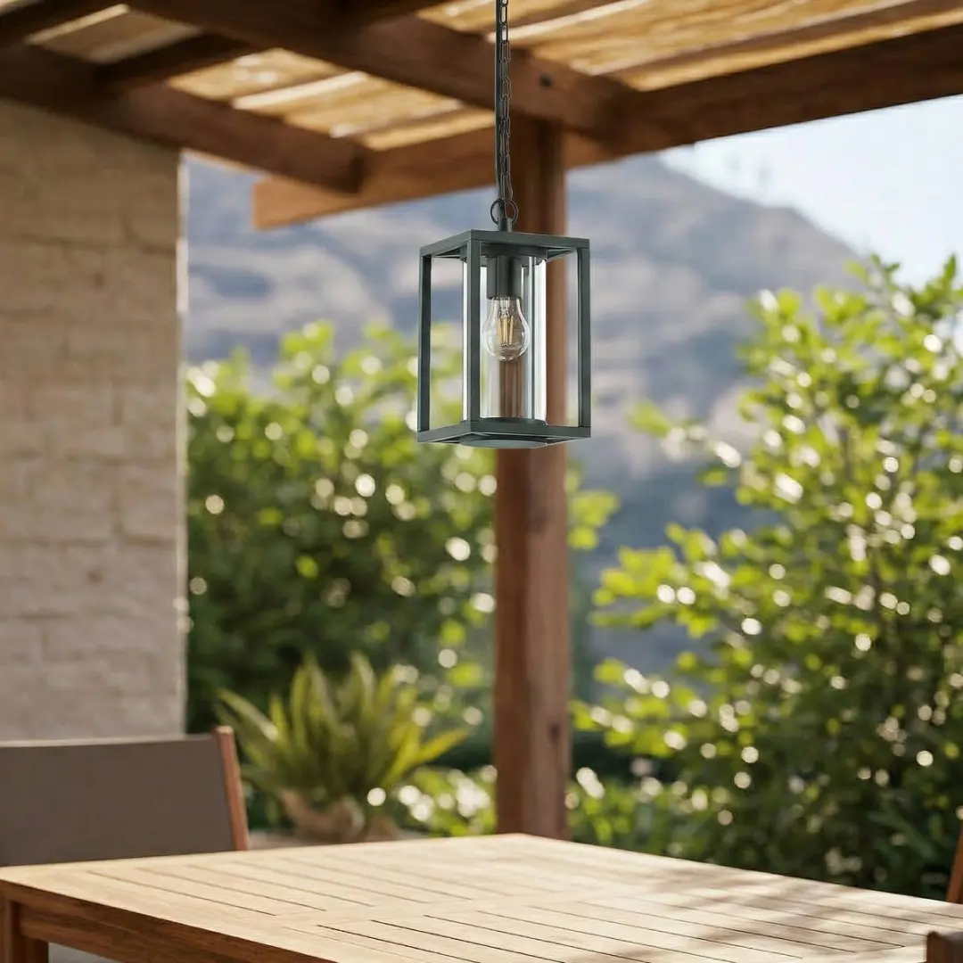 Lucande Hanglamp Groen Aluminium Glas E27