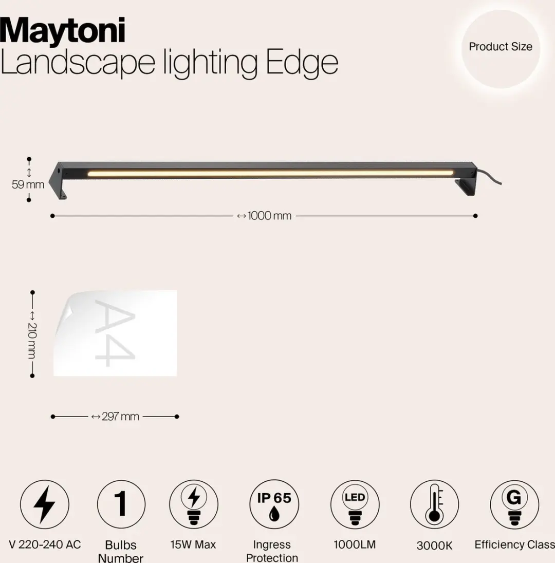Maytoni Outdoor Edge Landschapsverlichting 15W - Zwart