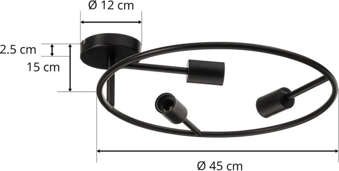 Lucande Plafondlamp 3-Lichts Design - Ø45cm - Zwart