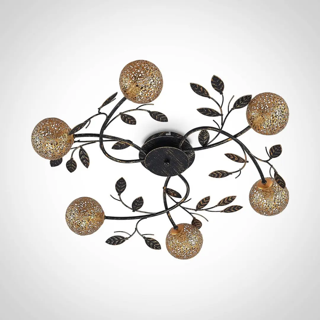 Lucande Plafondlamp 6xG9 - Ø69cm - Zwart/Goud