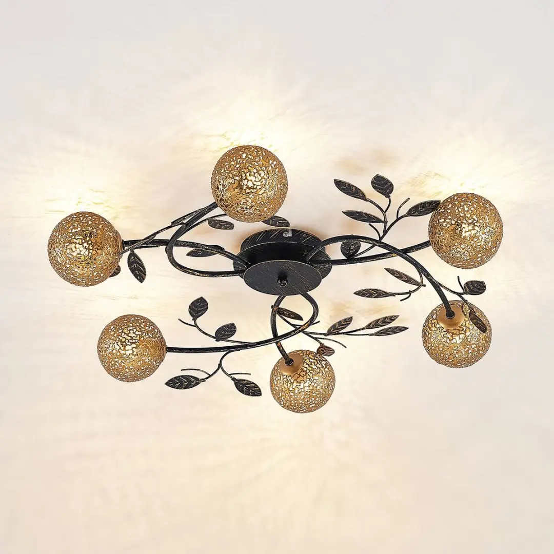 Lucande Plafondlamp 6xG9 - Ø69cm - Zwart/Goud