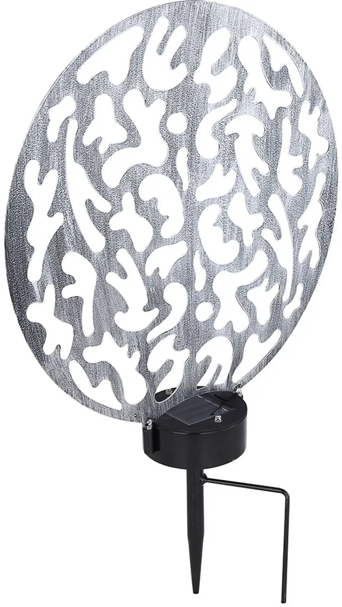 Globo Solar Plug-in Lamp Tuindecoratie Aardespies - Metaal Zilver Antiek - 2x LED Warm Wit 30x10x41cm