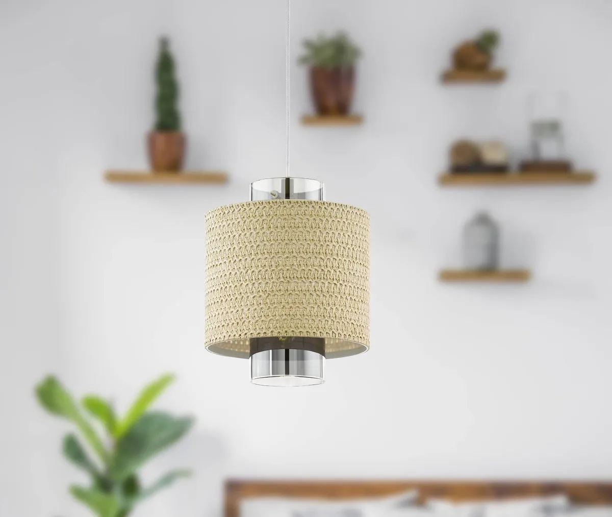 Eglo Mediouna Hanglamp E27 - Ø23cm - Beige