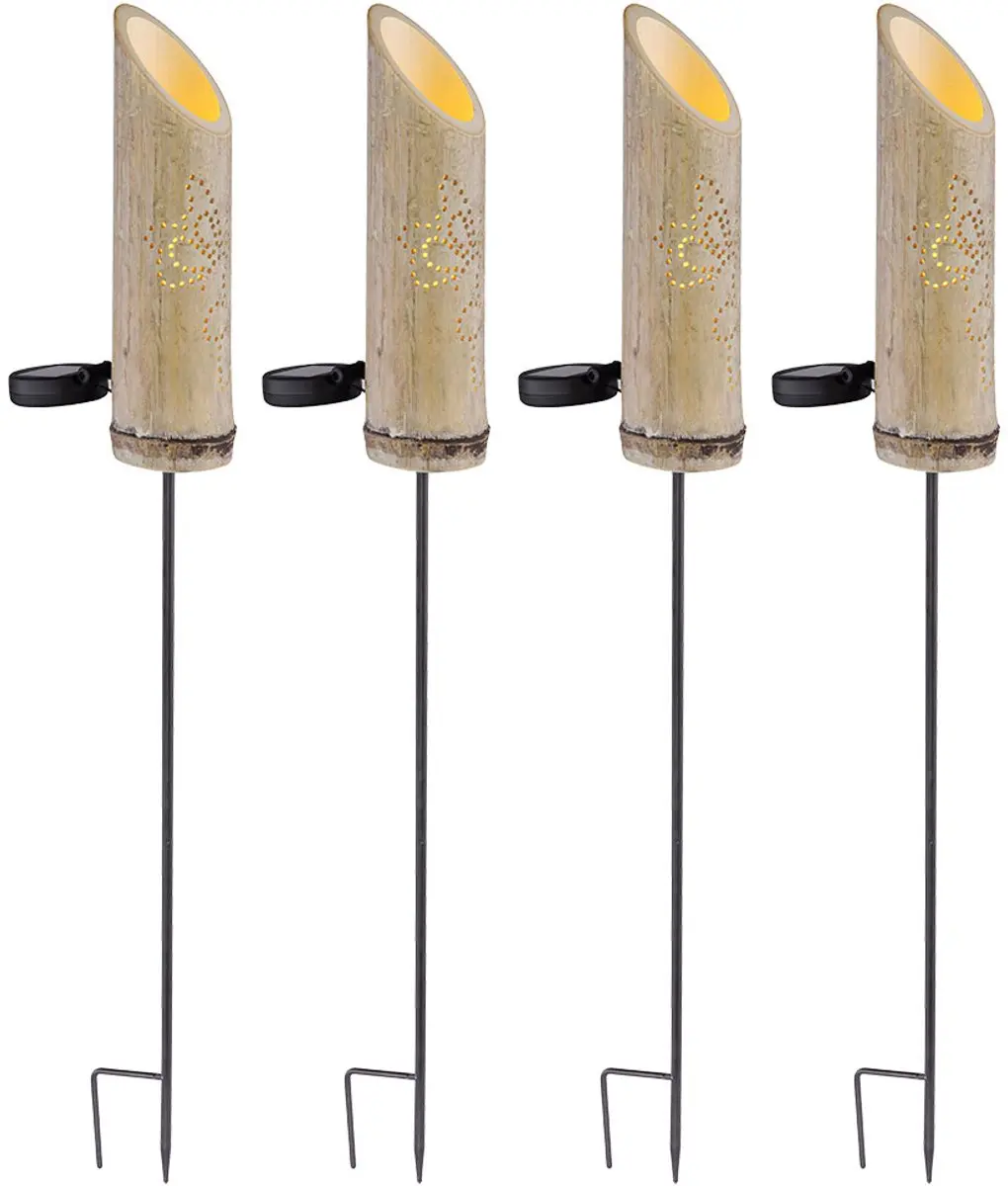 Globo Steeklamp Bamboe Solar 4-delig