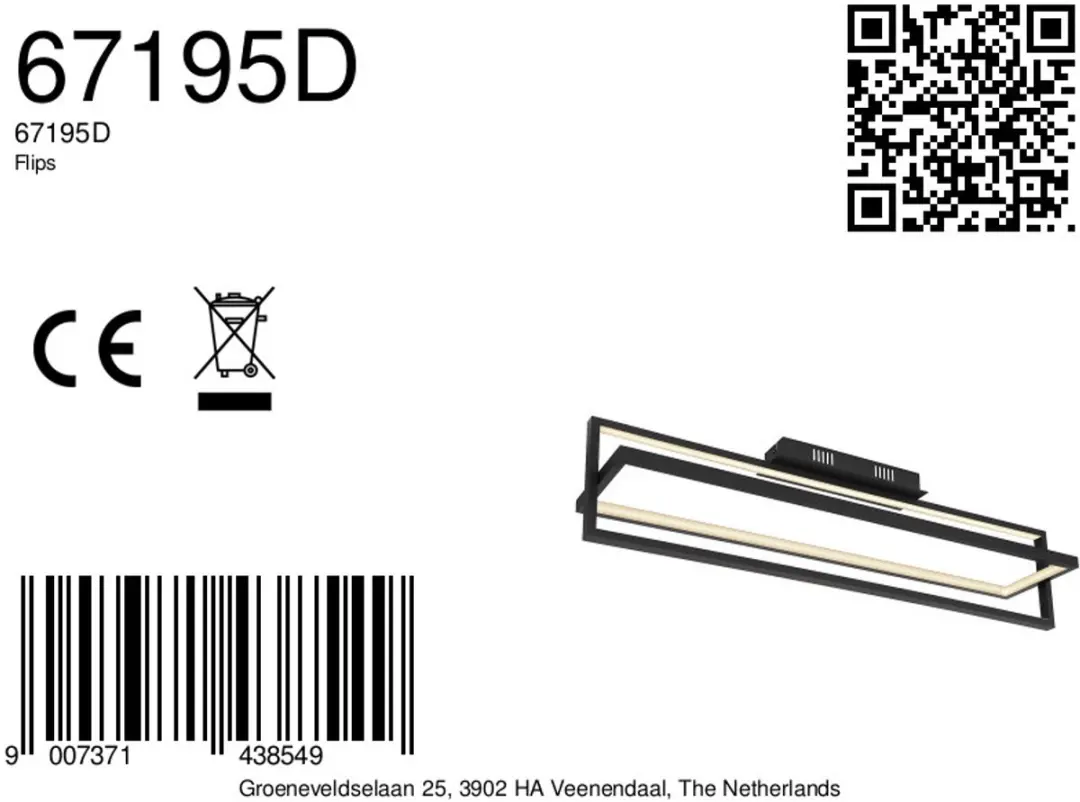 Globo Flips Plafondlamp 18cm - Zwart - afbeelding 6 van 6