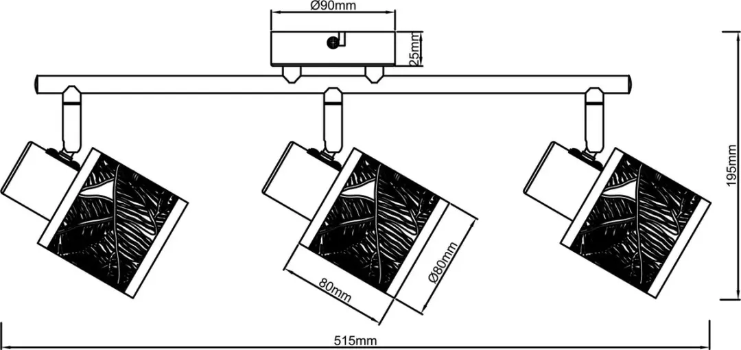 Brilliant Bano 3-lichts Plafondlamp - Zwart - afbeelding 6 van 6