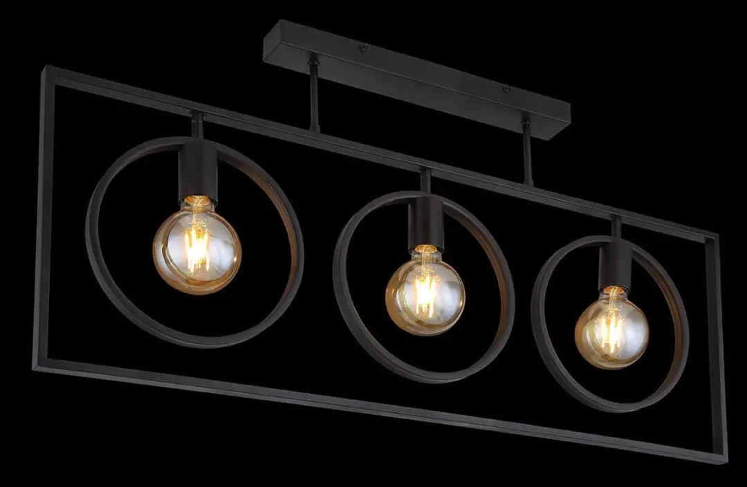 Globo Markus Plafondlamp - 3x E27 - Ø24cm - Zwart