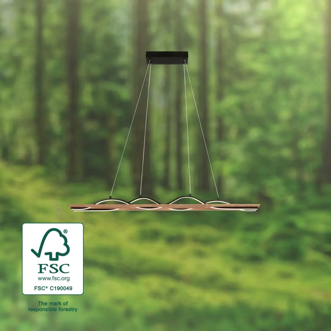 Briloner Vinka LED Hanglamp 14.5W - Zwart Hout