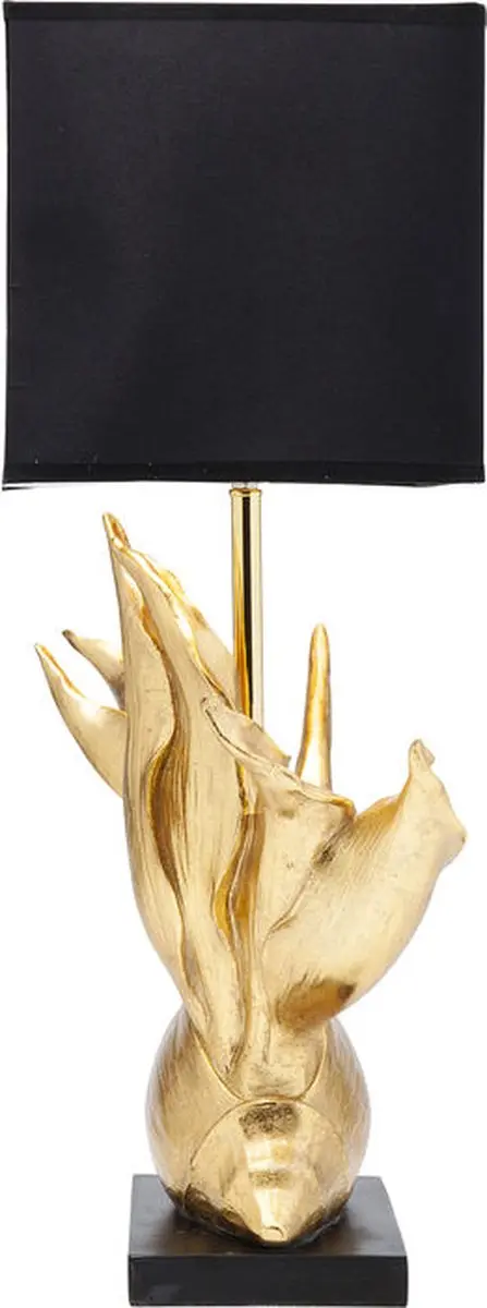 Kare Tafellamp Tropical Flower - Goud/Zwart
