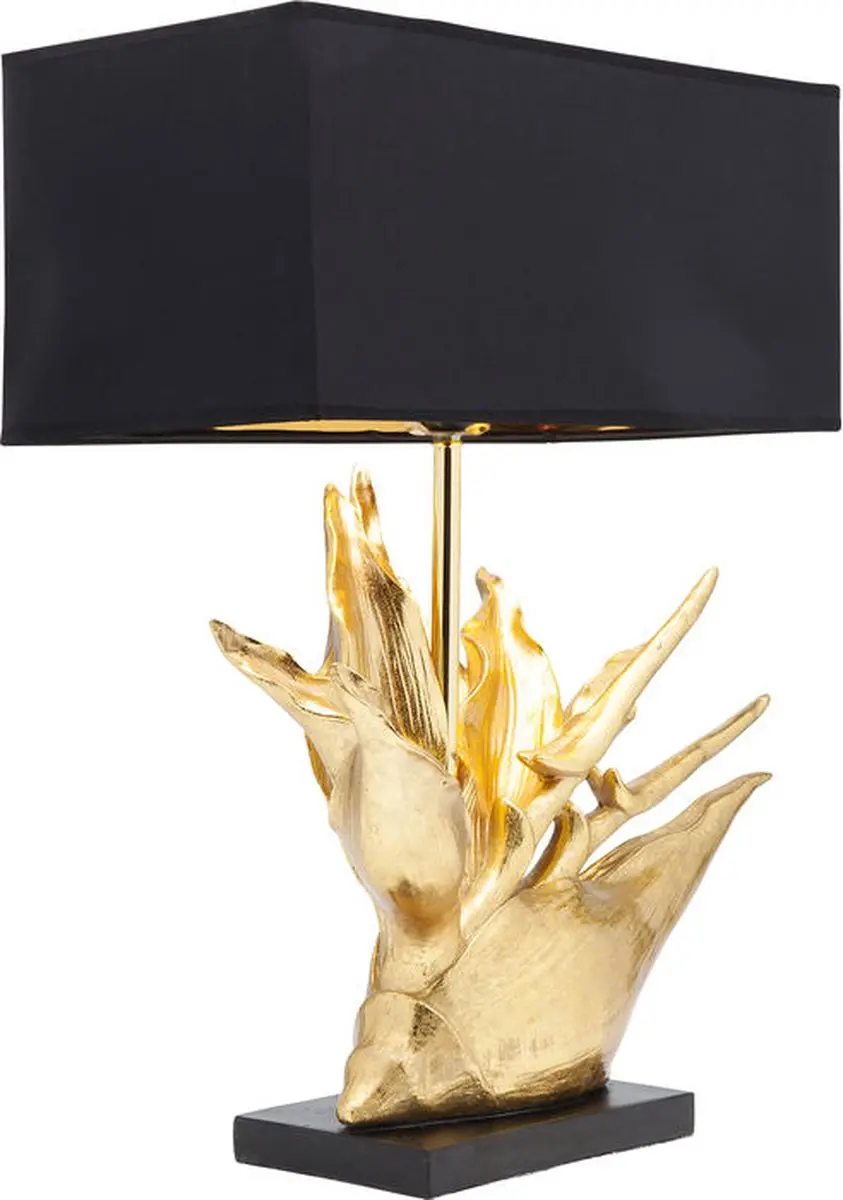 Kare Tafellamp Tropical Flower - Goud/Zwart