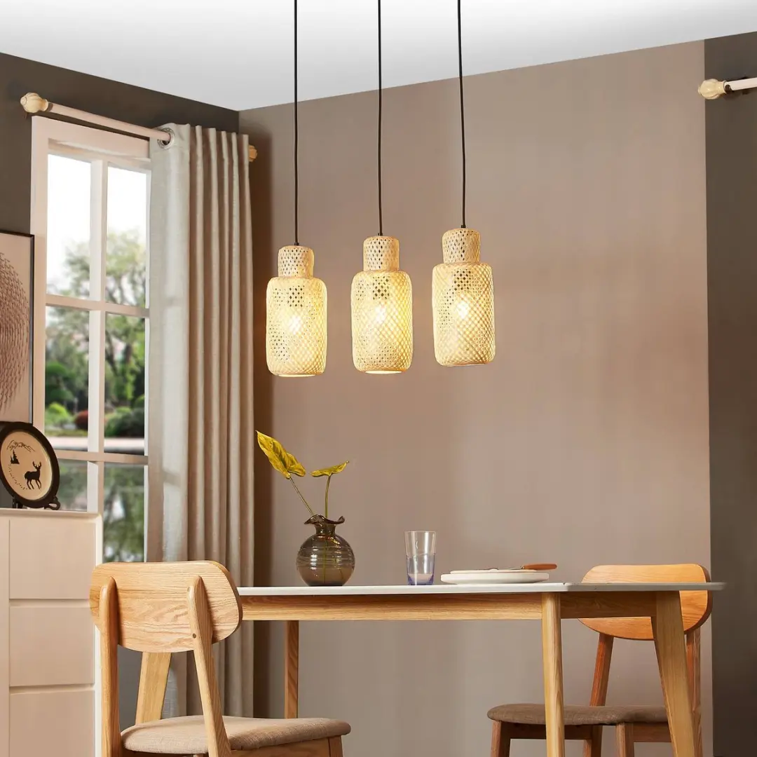 Lindby Hanglamp 3-Lichts Bamboe/Zwart