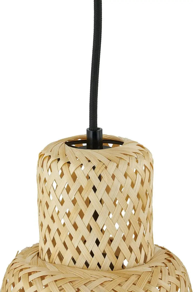 Lindby Hanglamp 3-Lichts Bamboe/Zwart - 3x E27