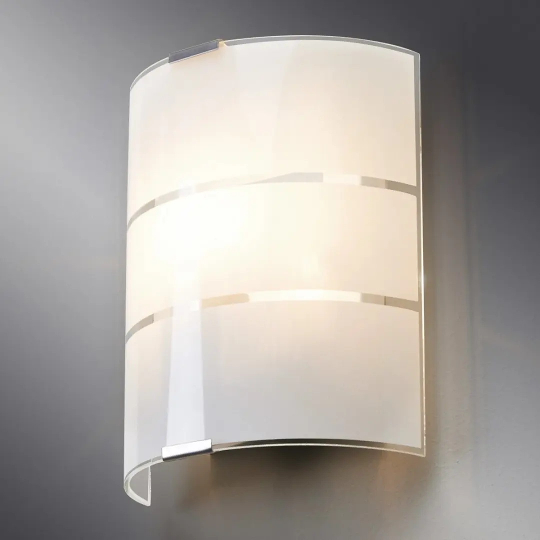 Lindby Wandlamp Glas Metaal 21cm E14 - Wit/Zilverkleurig