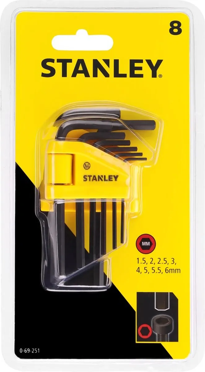 Stanley Stiftsleutelset 8-delig 1,5-6mm - Zwart