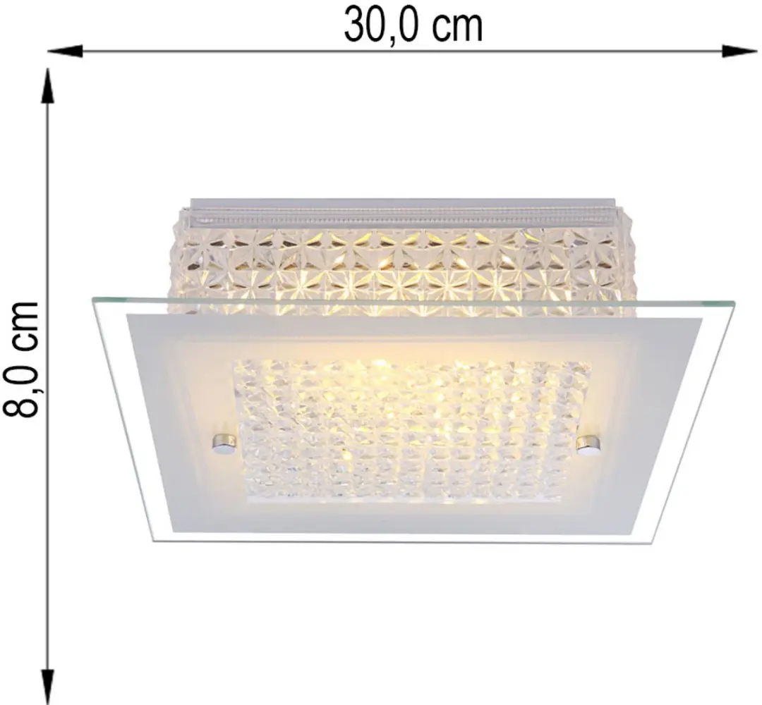 Globo LED Plafondlamp Kristal 12W 1030Lm Warm Wit - 30x30x8cm