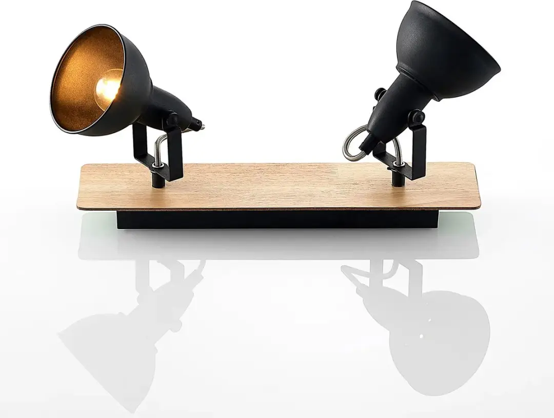 Lindby Buitenspot 2 Lichtpunten E14 - Zwart/Licht Hout