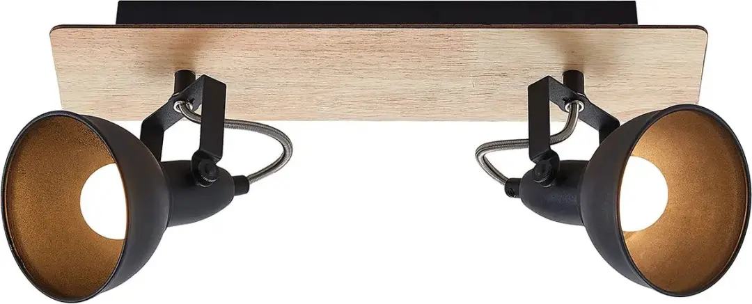 Lindby Buitenspot 2 Lichtpunten E14 - Zwart/Licht Hout