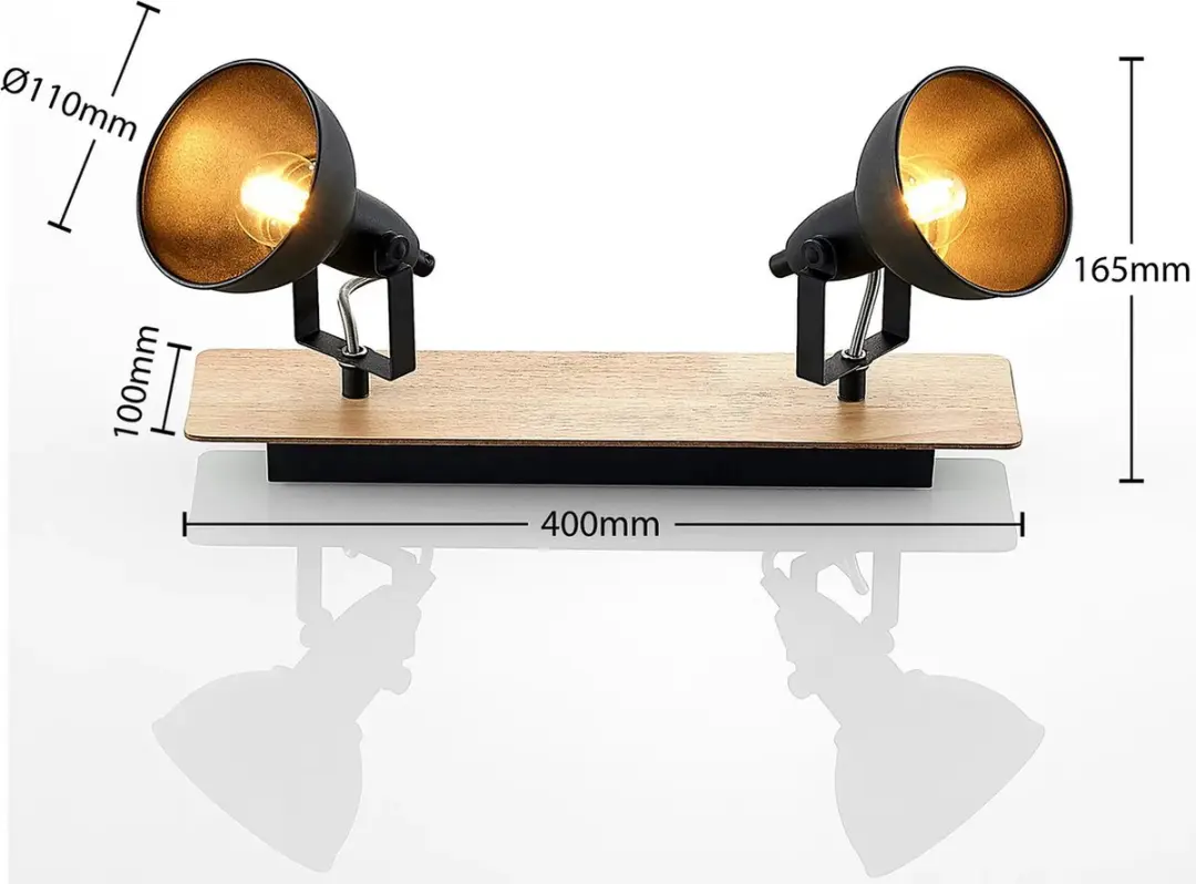 Lindby Buitenspot 2 Lichtpunten E14 - Zwart/Licht Hout