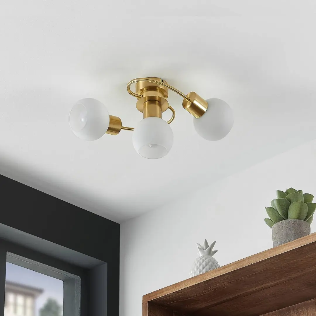 Lindby Plafondlamp 3-licht - Messing/Wit