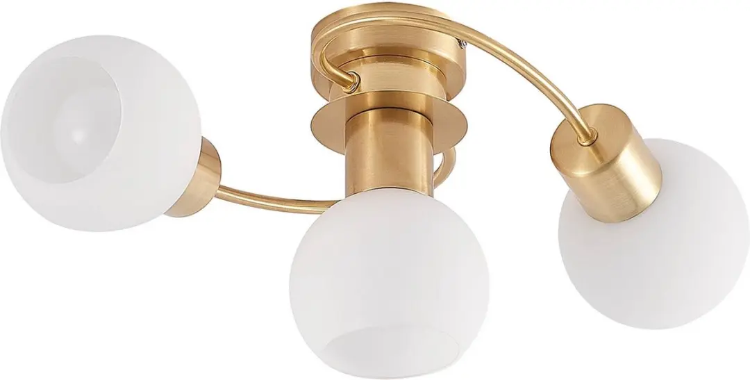 Lindby Plafondlamp 3-licht - Messing/Wit