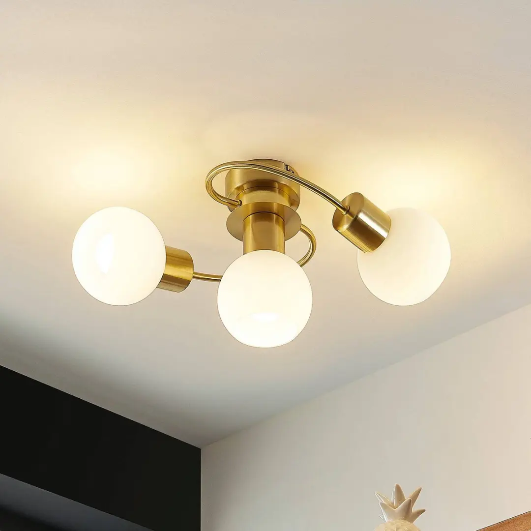 Lindby Plafondlamp 3-licht - Messing/Wit