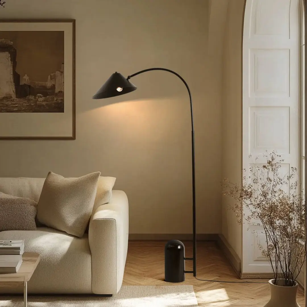 Lucande Vloerlamp Metaal Marmer 157cm - Zwart