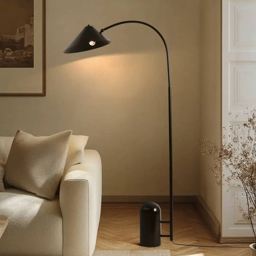 Lucande Vloerlamp Metaal Marmer 157cm - Zwart - afbeelding 6 van 6