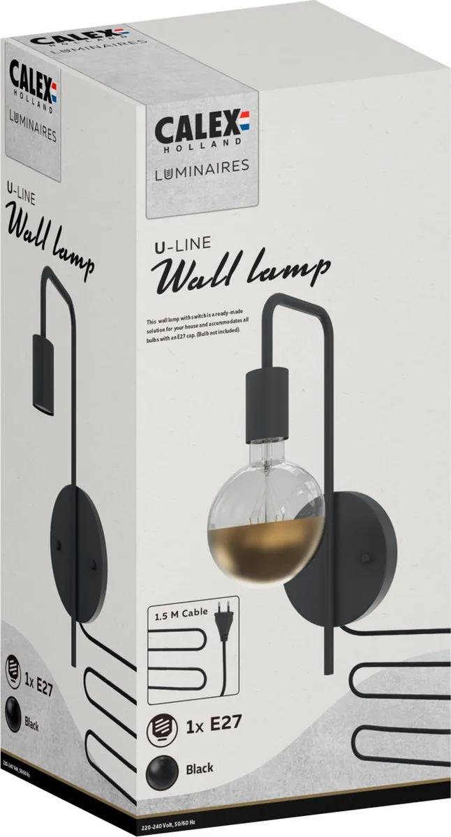 Calex Industrieel Wandlamp E27 - Zwart - afbeelding 6 van 6