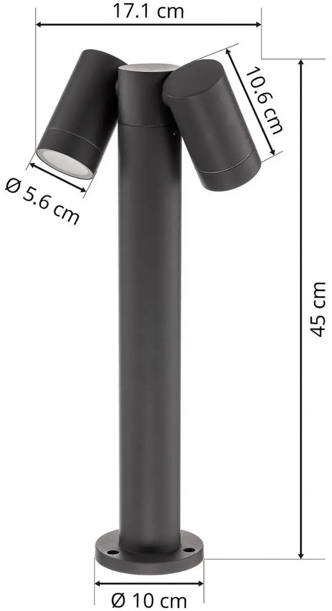PRIOS Sokkellamp 2-lichts Aluminium Glas GU10 Antraciet