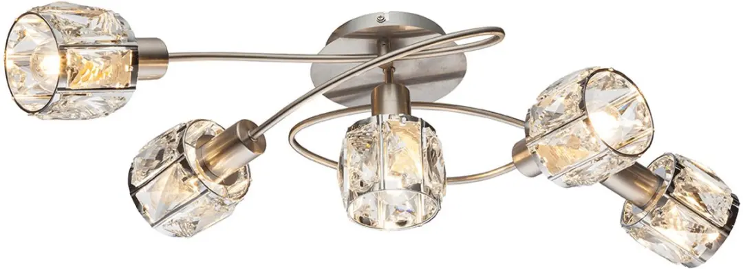 Globo Kris Plafondlamp Nikkel - 5x E14 - Ø36cm