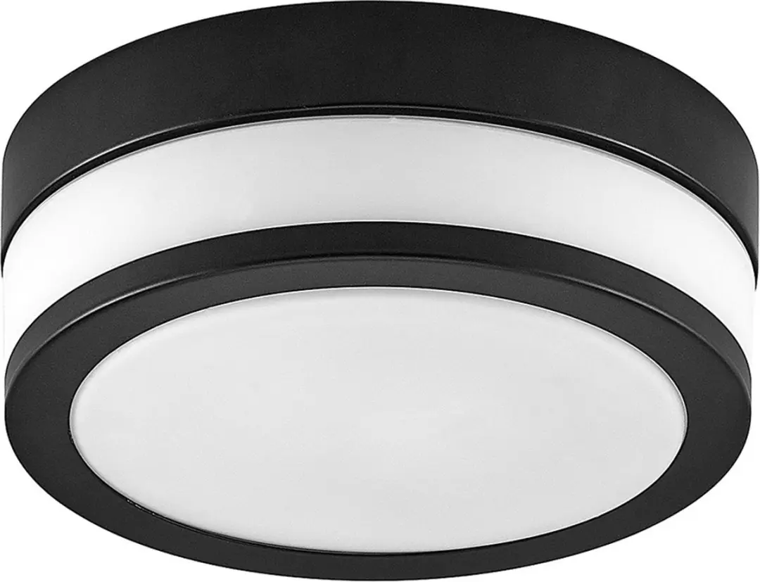 Lindby Plafondlamp Badkamer 23cm - 2x E27 - Opaalwit/Matzwart