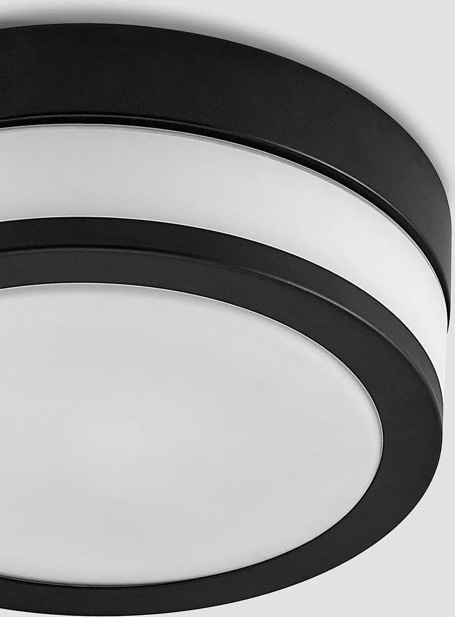 Lindby Plafondlamp Badkamer 23cm - 2x E27 - Opaalwit/Matzwart - afbeelding 6 van 6
