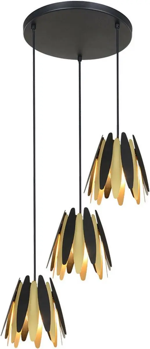 Lucande Hanglamp 3-Lichts Metaal/Zwart-Goud