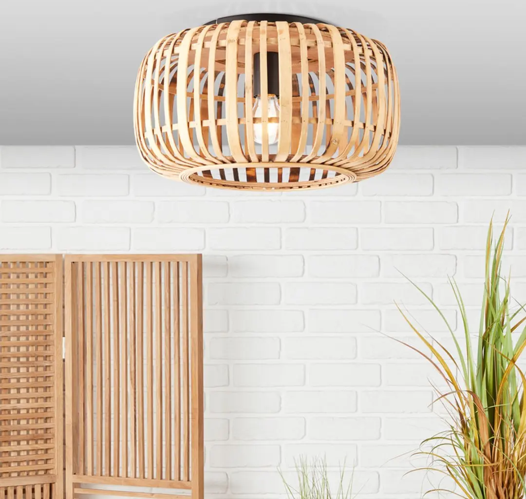 Brilliant Woodrow Plafondlamp E27 - Bamboe Bruin