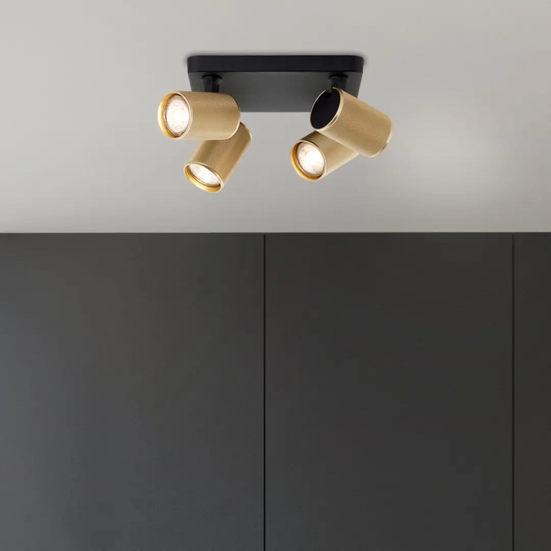 Brilliant Marty Plafondspot GU10 4x5W 3000K - Zwart/Goud - afbeelding 6 van 6
