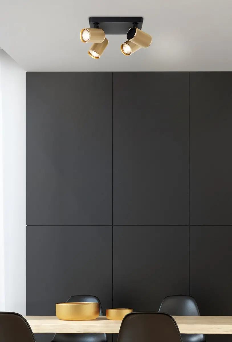 Brilliant Marty Plafondspot GU10 4x5W 3000K - Zwart/Goud