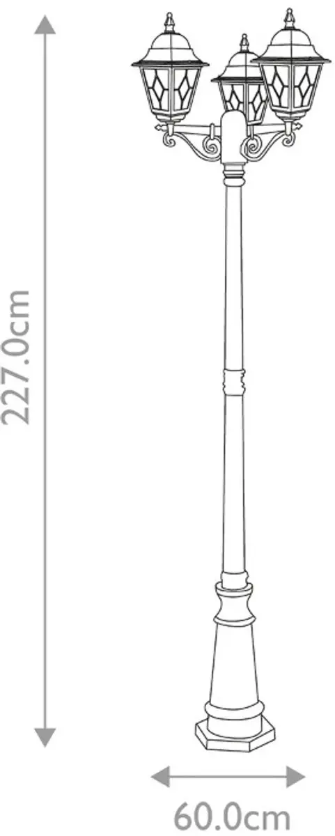 Elstead Lighting Norfolk LED Tuinpilaar - 3x E27 60W - IP44 - Zwart