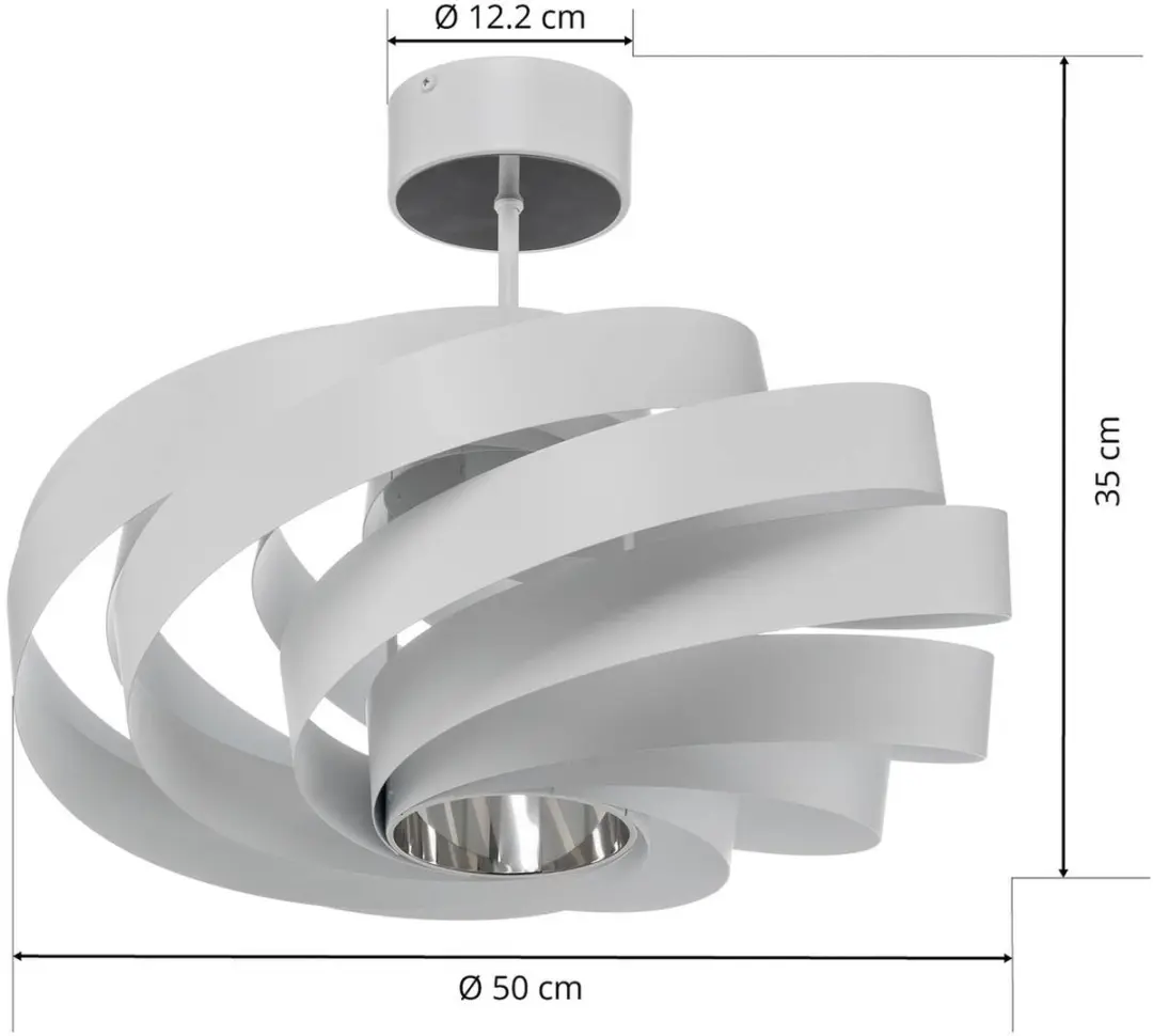 Euluna Plafondlamp 1 Licht - Ø50cm - Staal - Wit