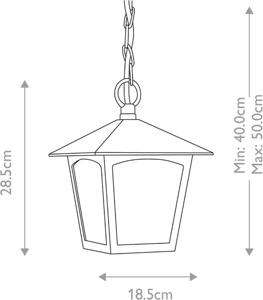 Elstead York LED Buiten Hanglamp E27 60W - Dimbaar - Zwart