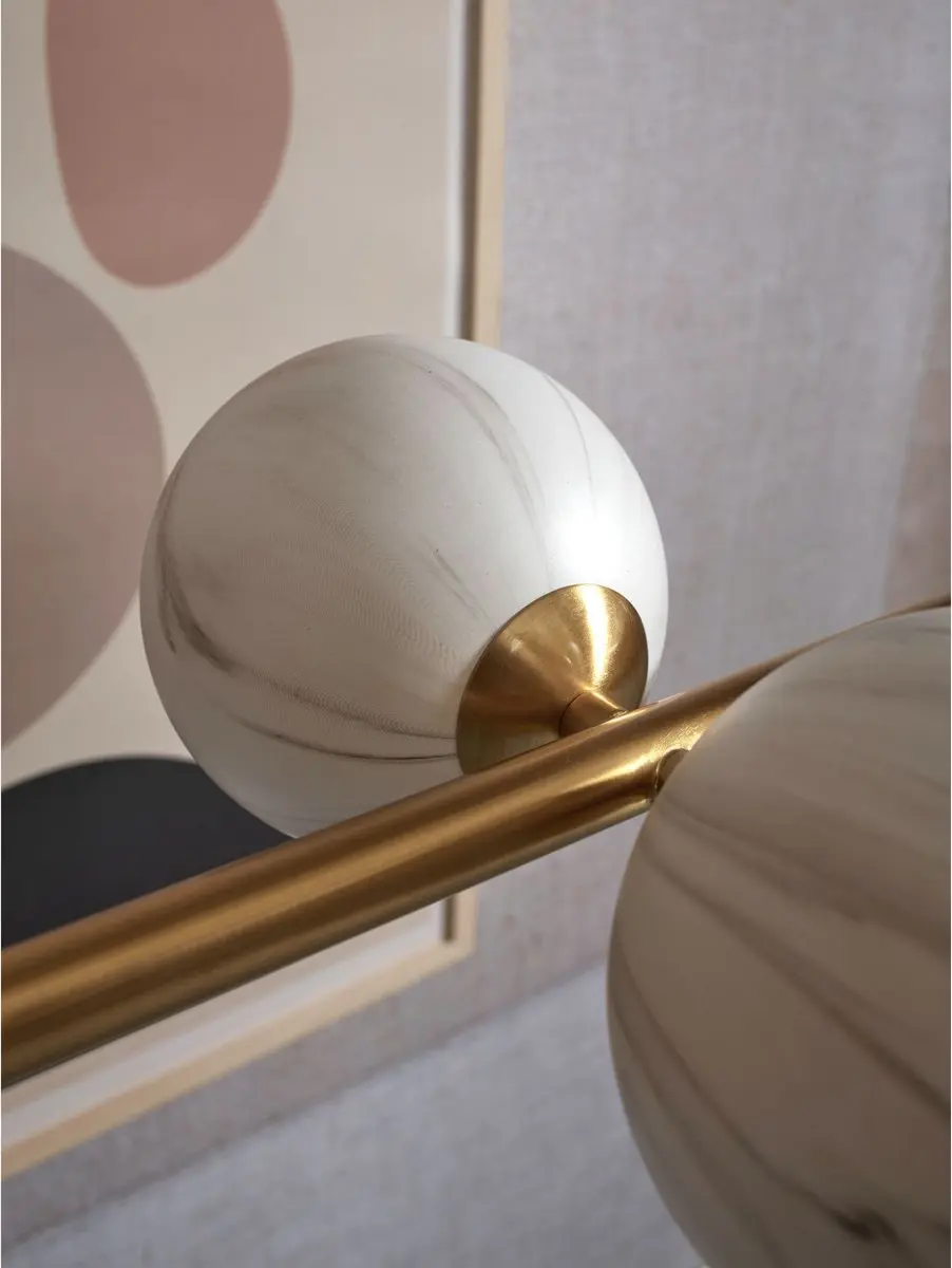 it's about RoMi Carrara Hanglamp - 6x150W - Goud/Wit - 105x30x12cm - afbeelding 6 van 6