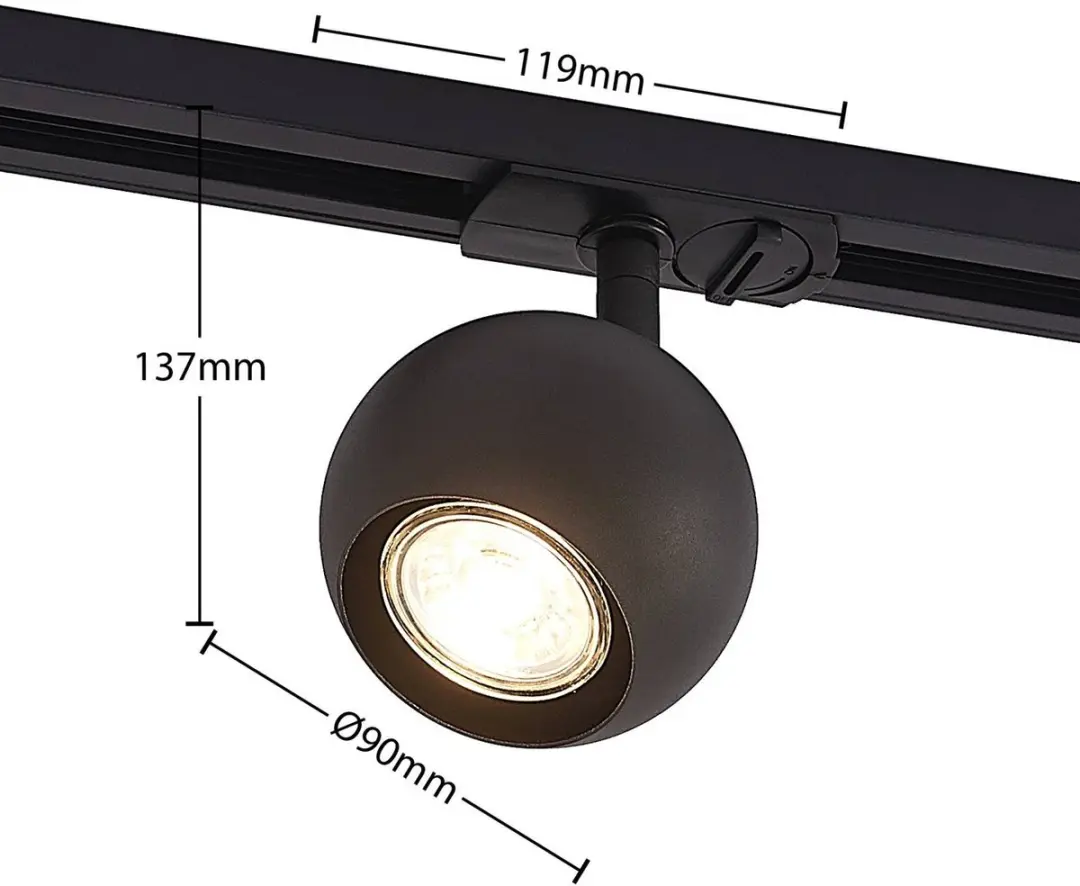 Lindby Railverlichting 1 Lichtpunt GU10 - Zwart
