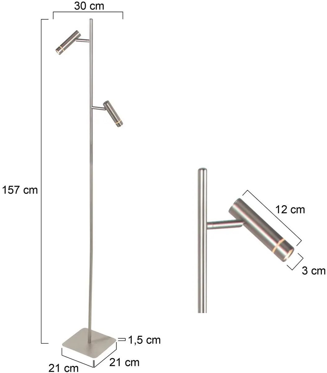 Steinhauer Volari 4711ST Vloerlamp 2-lichts - 157cm - Zilver - afbeelding 6 van 6